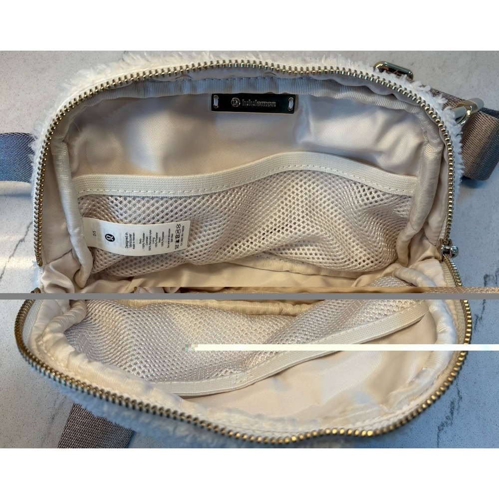 Lululemon Everywhere Fleece Belt Bag 1L Sherpa Crossbody Ivory Trench Gold - Picture 7 of 8